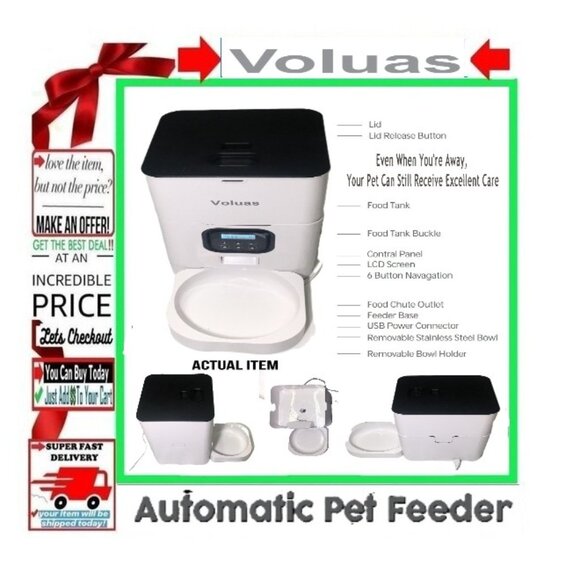 🛑 VOLUAS Automatic ➕🆒 PET FEEDER Timer Auto Cat Dog BOWL Control 💸BUY NOW‼️ - Picture 2 of 16